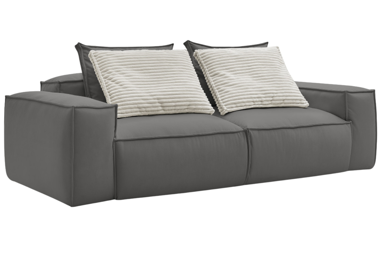 Bobochic Paris Tmavě šedá koženková trojmístná pohovka Boheme 260 cm Bobochic Paris