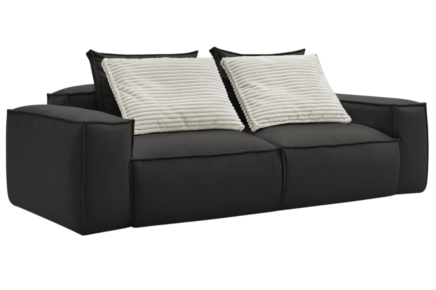 Bobochic Paris Černá koženková trojmístná pohovka Boheme 260 cm Bobochic Paris
