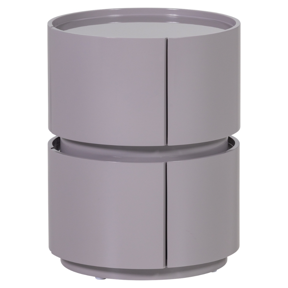 WOOOD Šedý lakovaný noční stolek Lunex ø 40 cm WOOOD