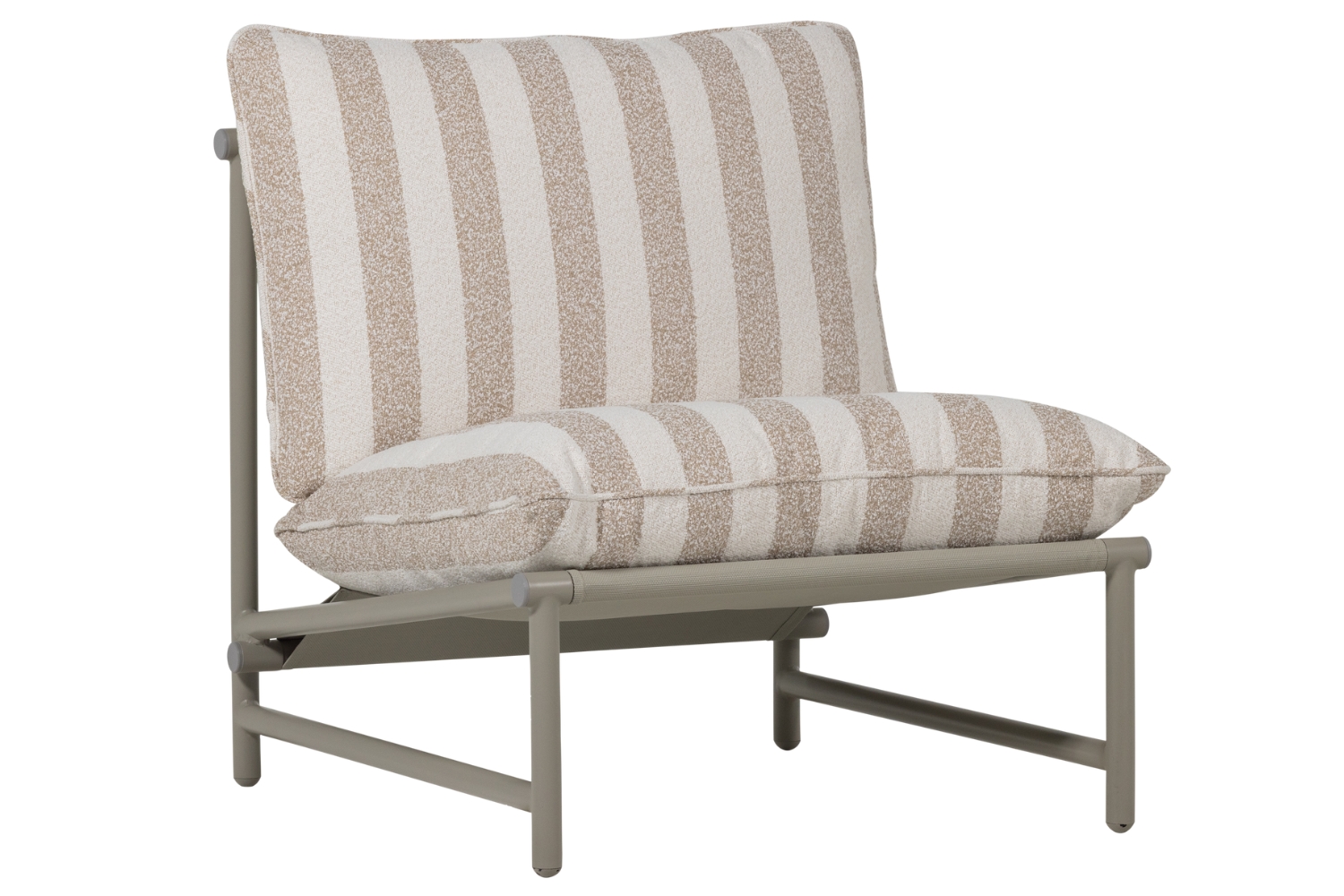 WOOOD Béžové hliníkové zahradní křeslo Elvo s pruhovanými polštáři WOOOD