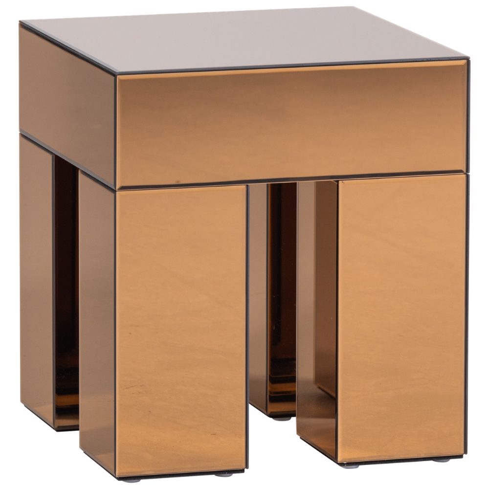 WOOOD Zlatý zrcadlový odkládací stolek Mirrox 45 x 45 cm WOOOD