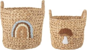 Dětsk&eacute; ko&scaron;e na hračky v sadě 2 ks z vodn&iacute;ho hyacintu v př&iacute;rodn&iacute; barvě &oslash; 32x32 cm Agnes &ndash; Bloomingville Mini Bloomingville Mini