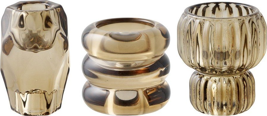 Skleněné svícny v sadě na čajovou svíčku 3 ks – House Nordic House Nordic