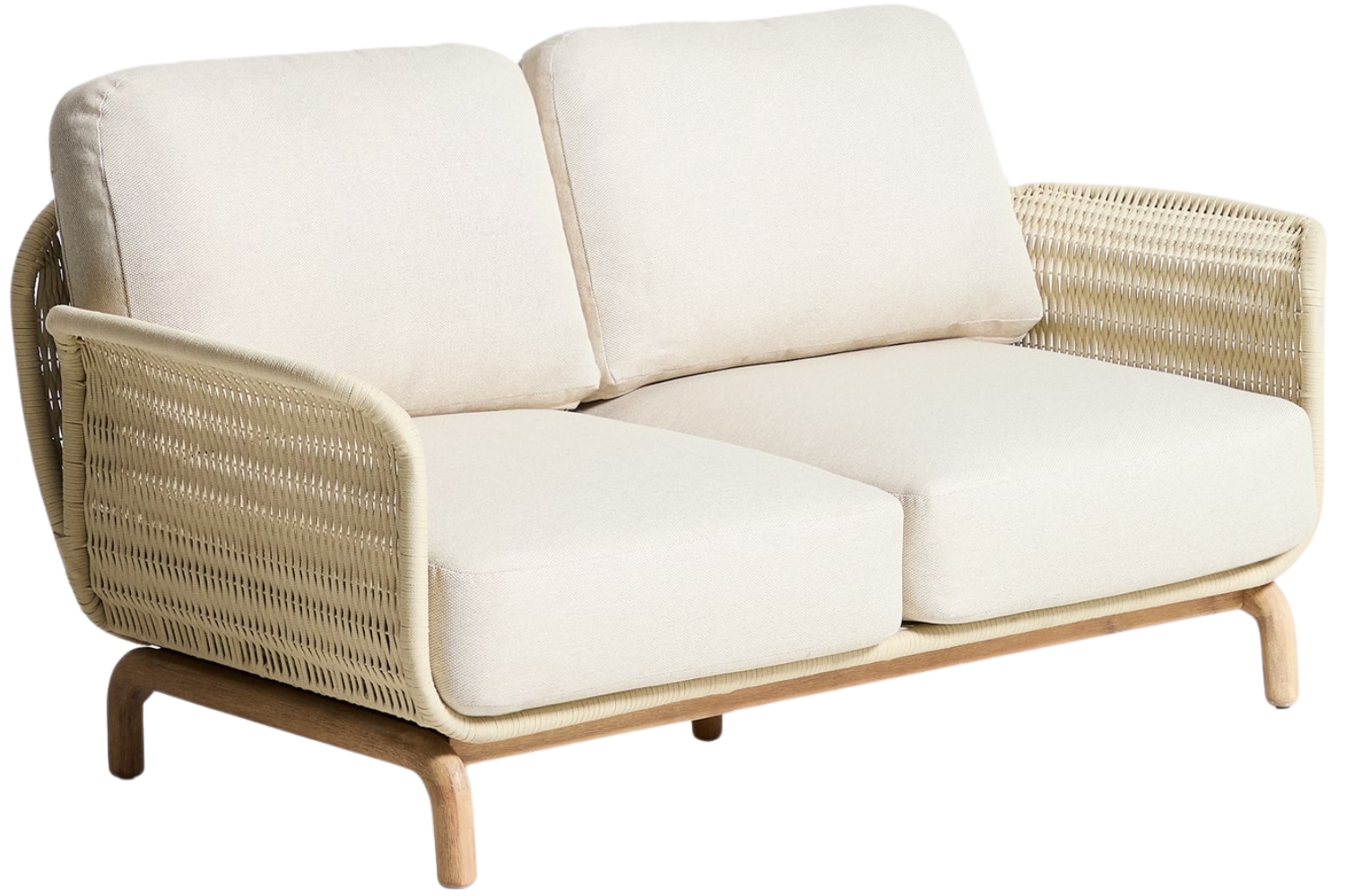 Kave Home Dřevěná zahradní pohovka Alipa 165 cm s béžovým výpletem Kave Home