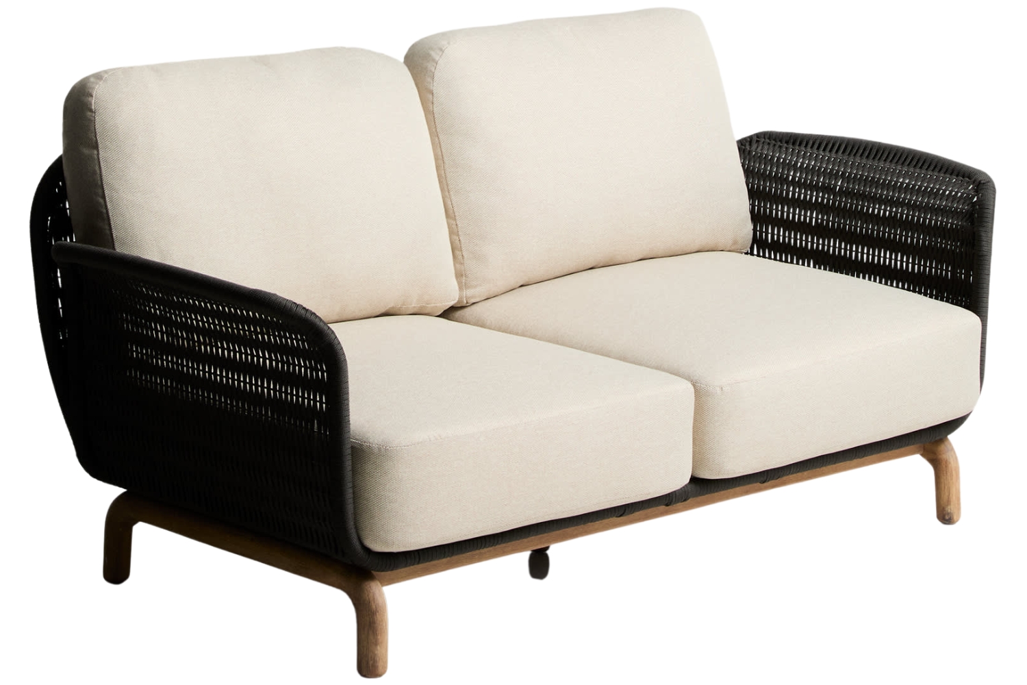 Kave Home Dřevěná zahradní pohovka Alipa 165 cm s tmavě šedým výpletem Kave Home