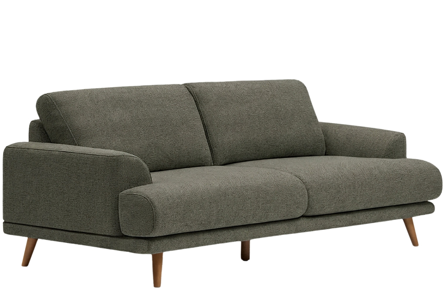 Kave Home Zelená dvoumístná pohovka Karin 211 cm s hnědou podnoží Kave Home