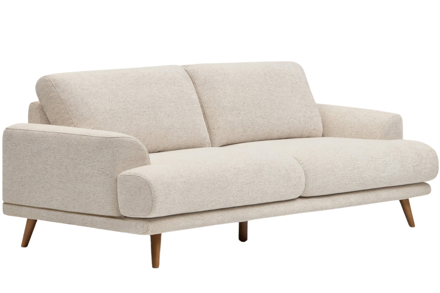 Kave Home Béžová dvoumístná pohovka Karin 211 cm s hnědou podnoží Kave Home