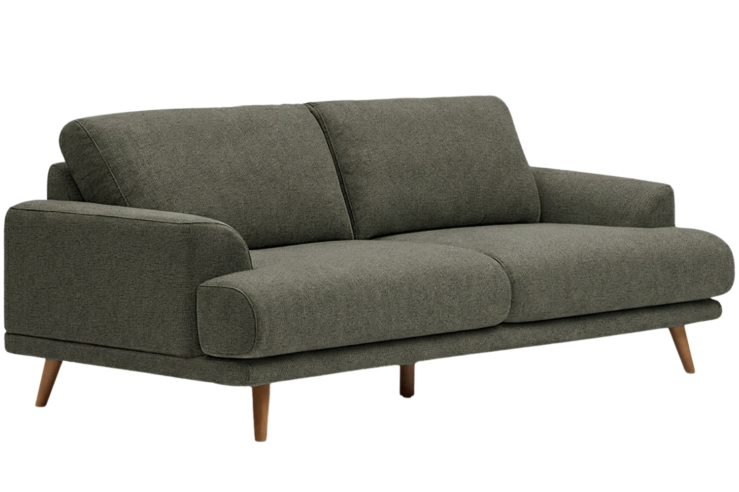 Kave Home Zelená trojmístná pohovka Karin 228 cm s hnědou podnoží Kave Home