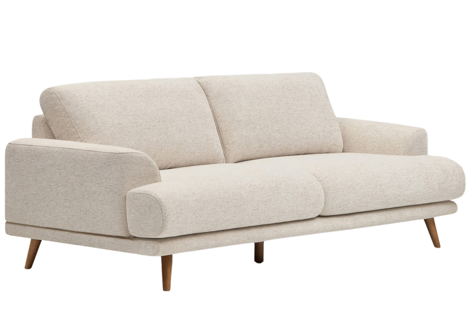 Kave Home Béžová trojmístná pohovka Karin 228 cm s hnědou podnoží Kave Home