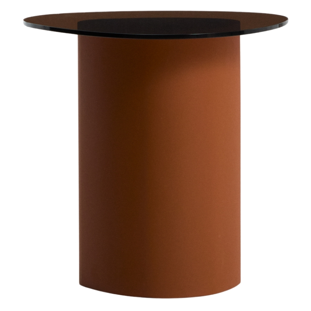 Kave Home Hnědý skleněný odkládací stolek Olir 48 x 47 cm Kave Home