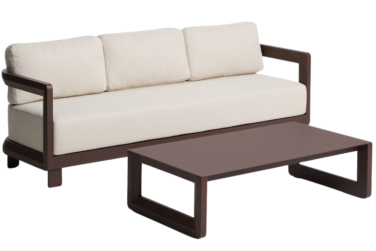 Kave Home Hnědo-béžový zahradní set pohovky a stolku Nerano Kave Home