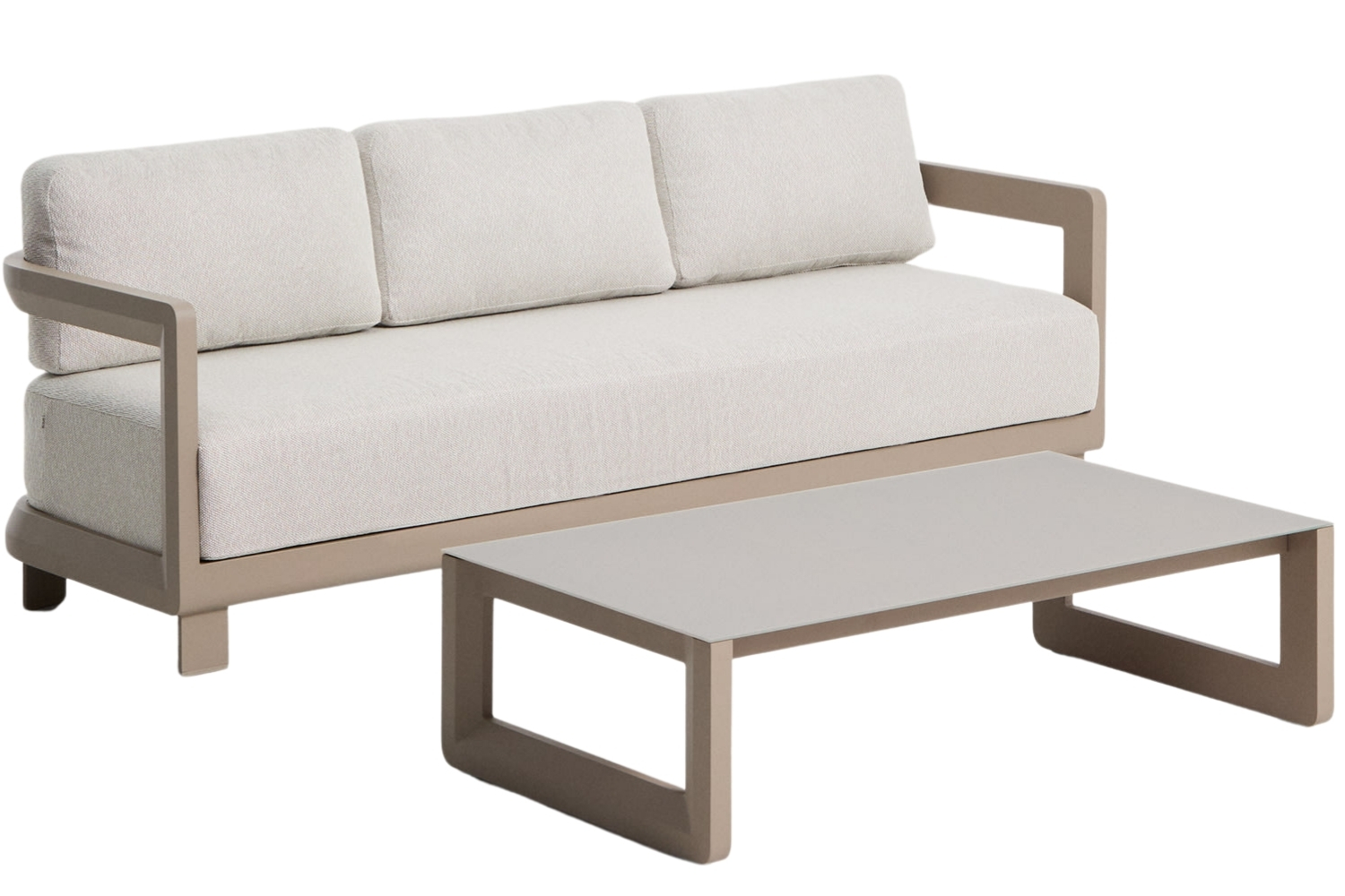 Kave Home Béžový zahradní set pohovky a stolku Nerano Kave Home