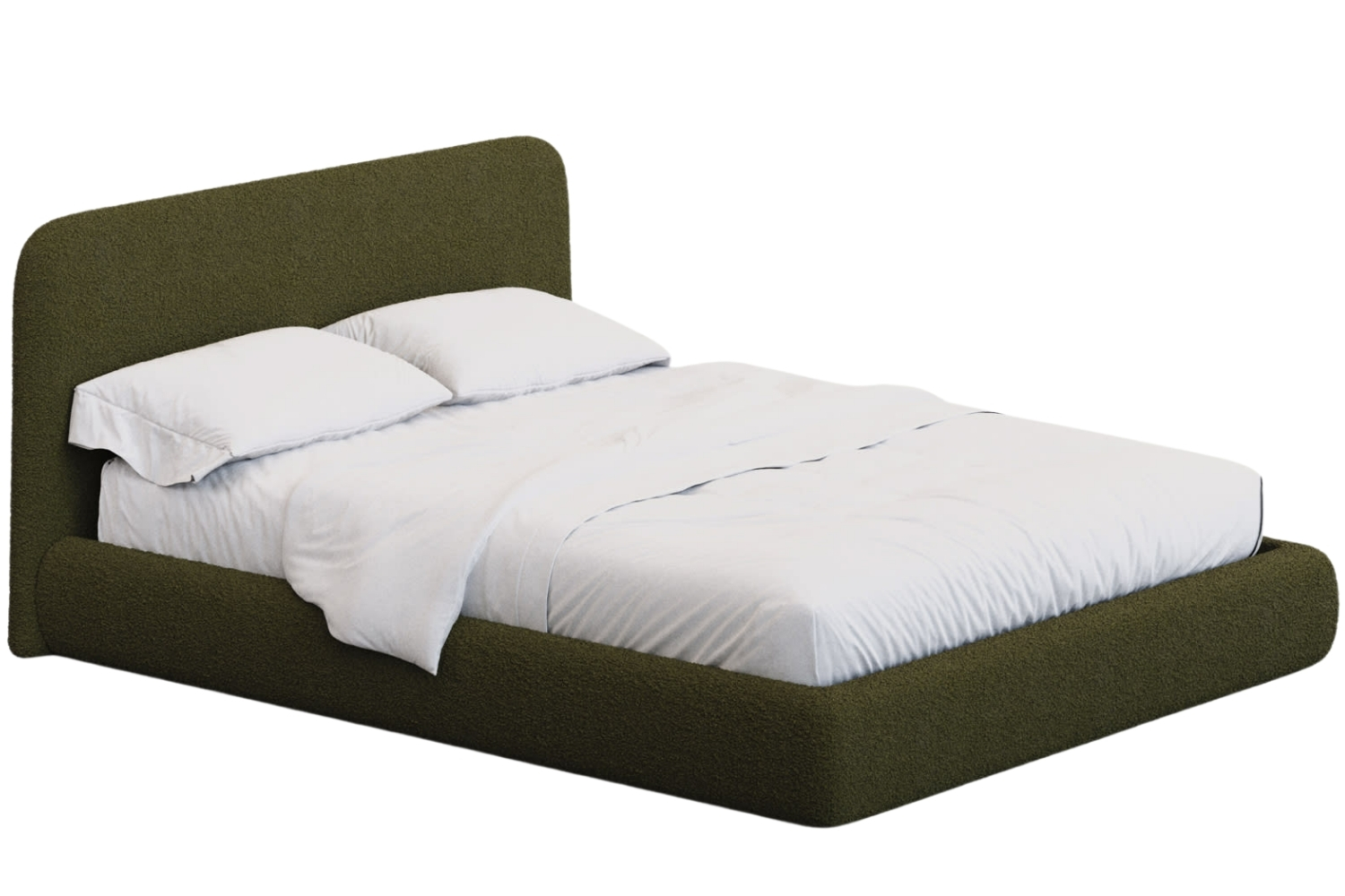 Kave Home Zelená bouclé dvoulůžková postel Martina 180 x 200 cm Kave Home