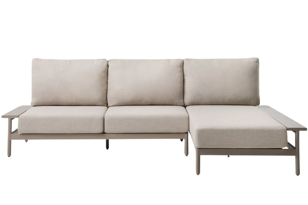 Kave Home Béžová zahradní rohová pohovka Vathi 250 cm, pravá
