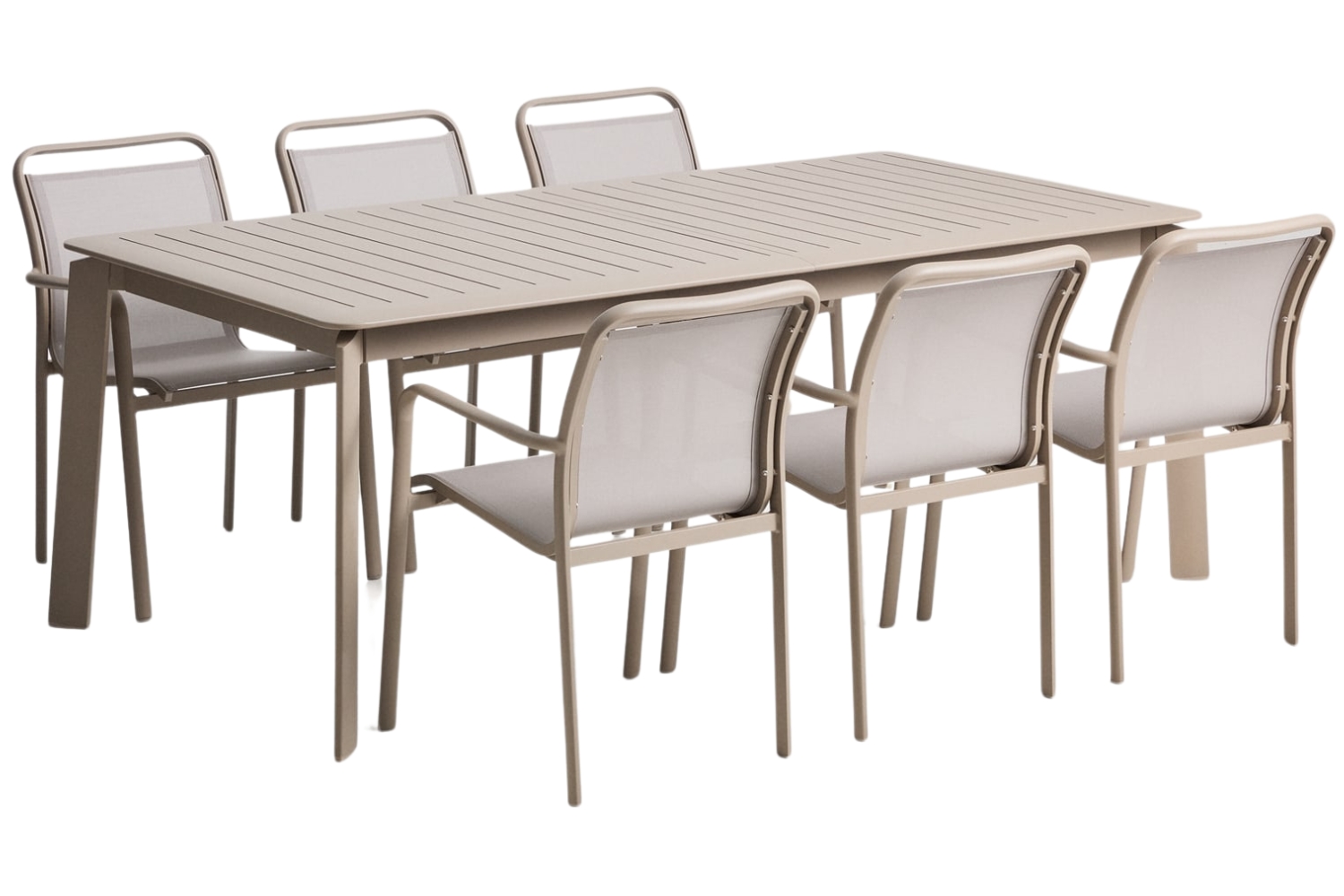 Kave Home Béžový zahradní set stolu Brela a šesti židlí Luri Kave Home