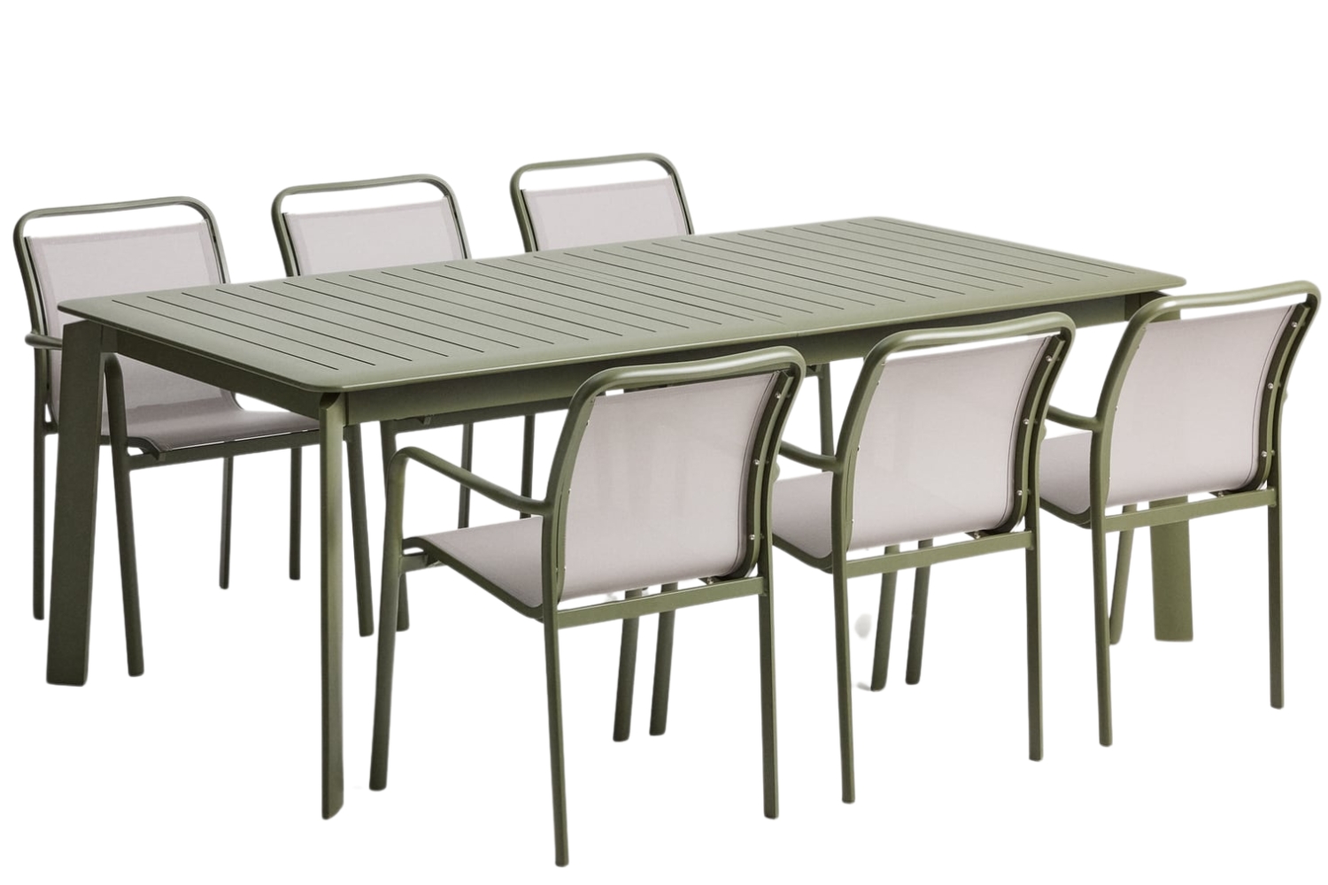 Kave Home Zelený zahradní set stolu Brela a šesti židlí Luri Kave Home