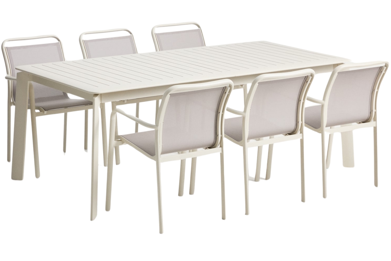 Kave Home Krémový zahradní set stolu Brela a šesti židlí Luri Kave Home