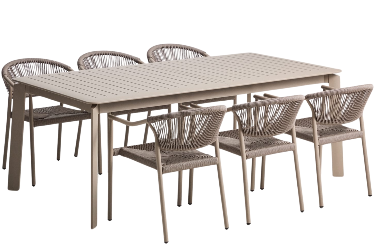 Kave Home Béžový zahradní set stolu Brela a šesti židlí Livadia Kave Home