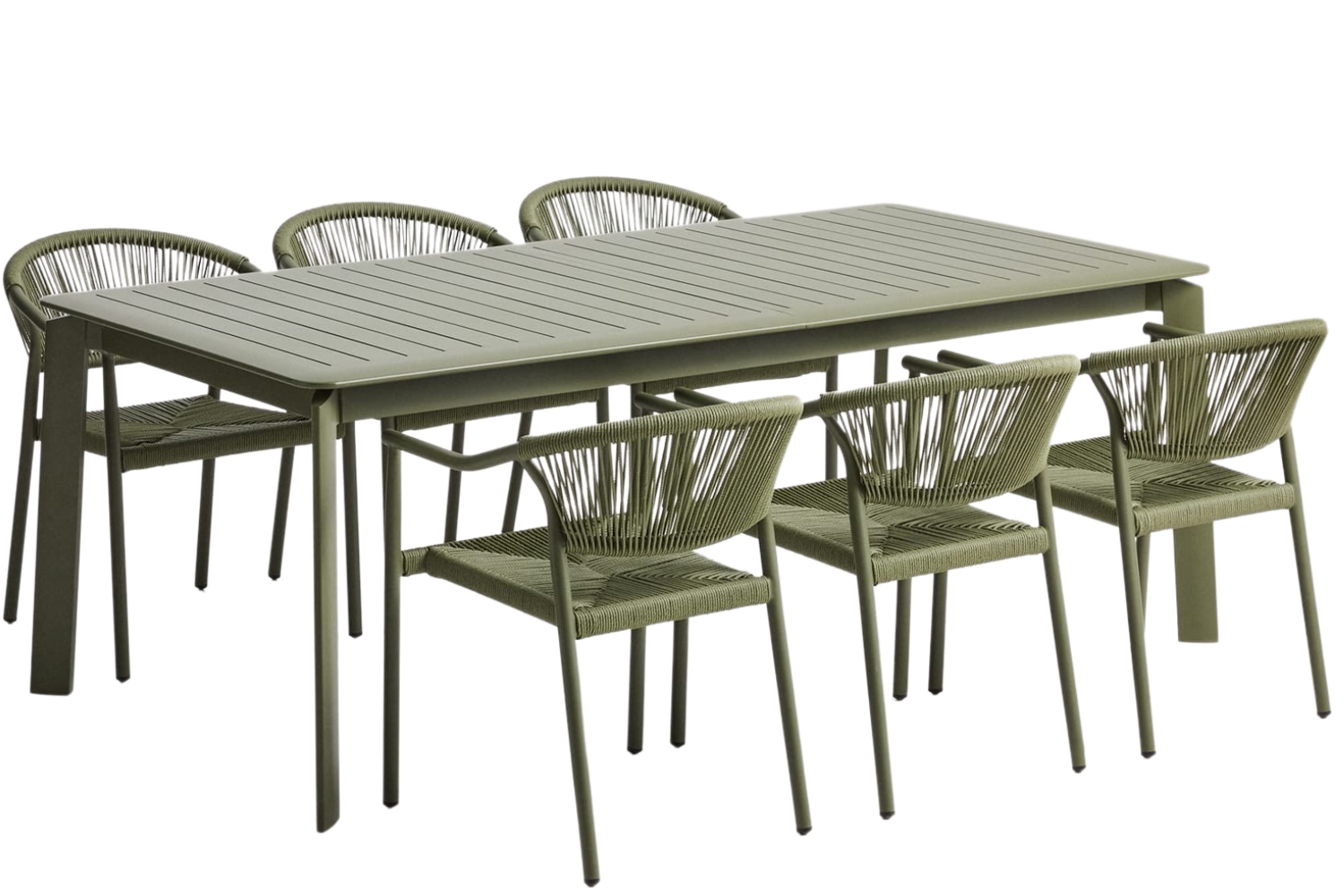Kave Home Zelený zahradní set stolu Brela a šesti židlí Livadia Kave Home