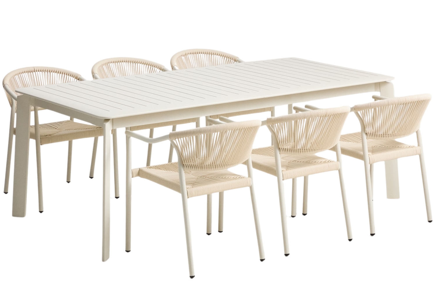 Kave Home Krémový zahradní set stolu Brela šesti židlí Livadia Kave Home