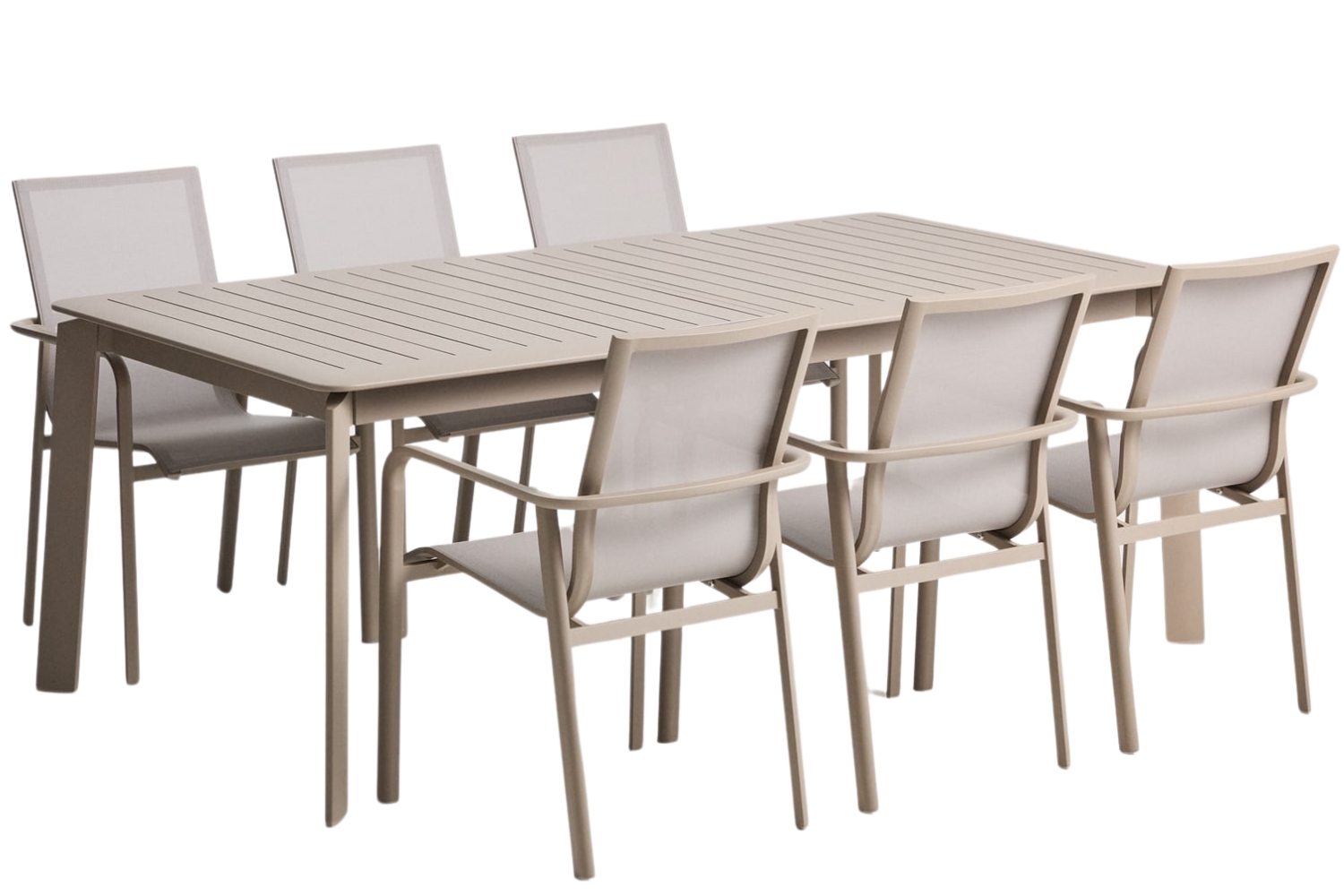 Kave Home Béžový zahradní set stolu Brela a šesti židlí Canea Kave Home