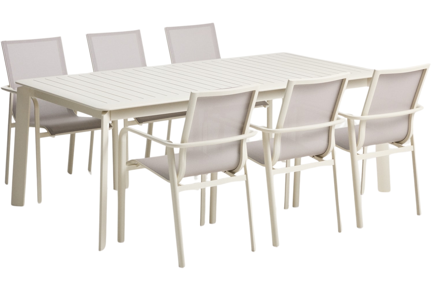 Kave Home Krémový zahradní set stolu Brela a šesti židlí Canea Kave Home
