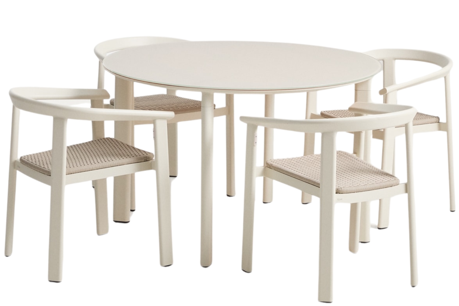 Kave Home Krémový zahradní set kulatého stolu a šesti židlí Erice Kave Home