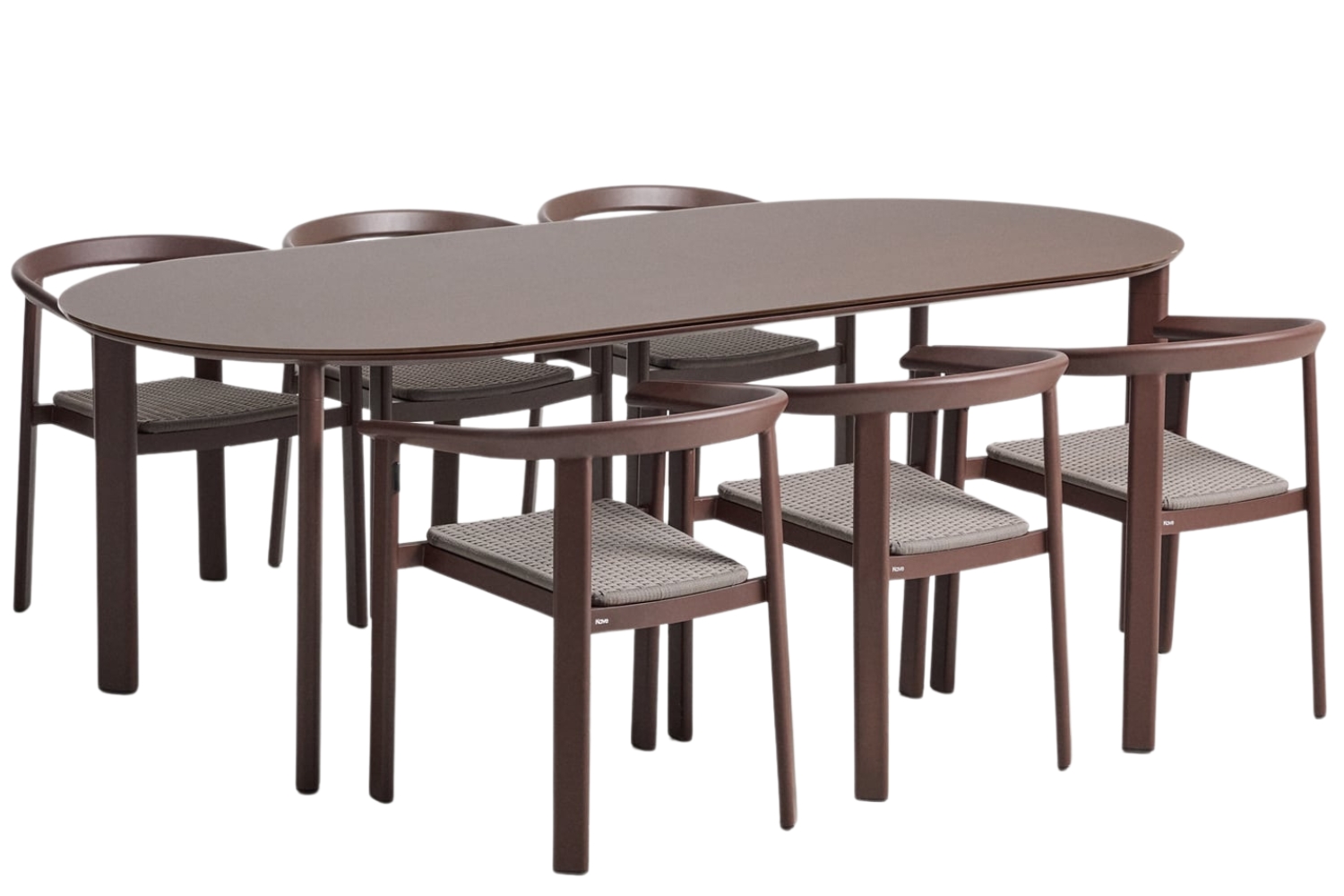 Kave Home Hnědý zahradní set oválného stolu a šesti židlí Erice Kave Home