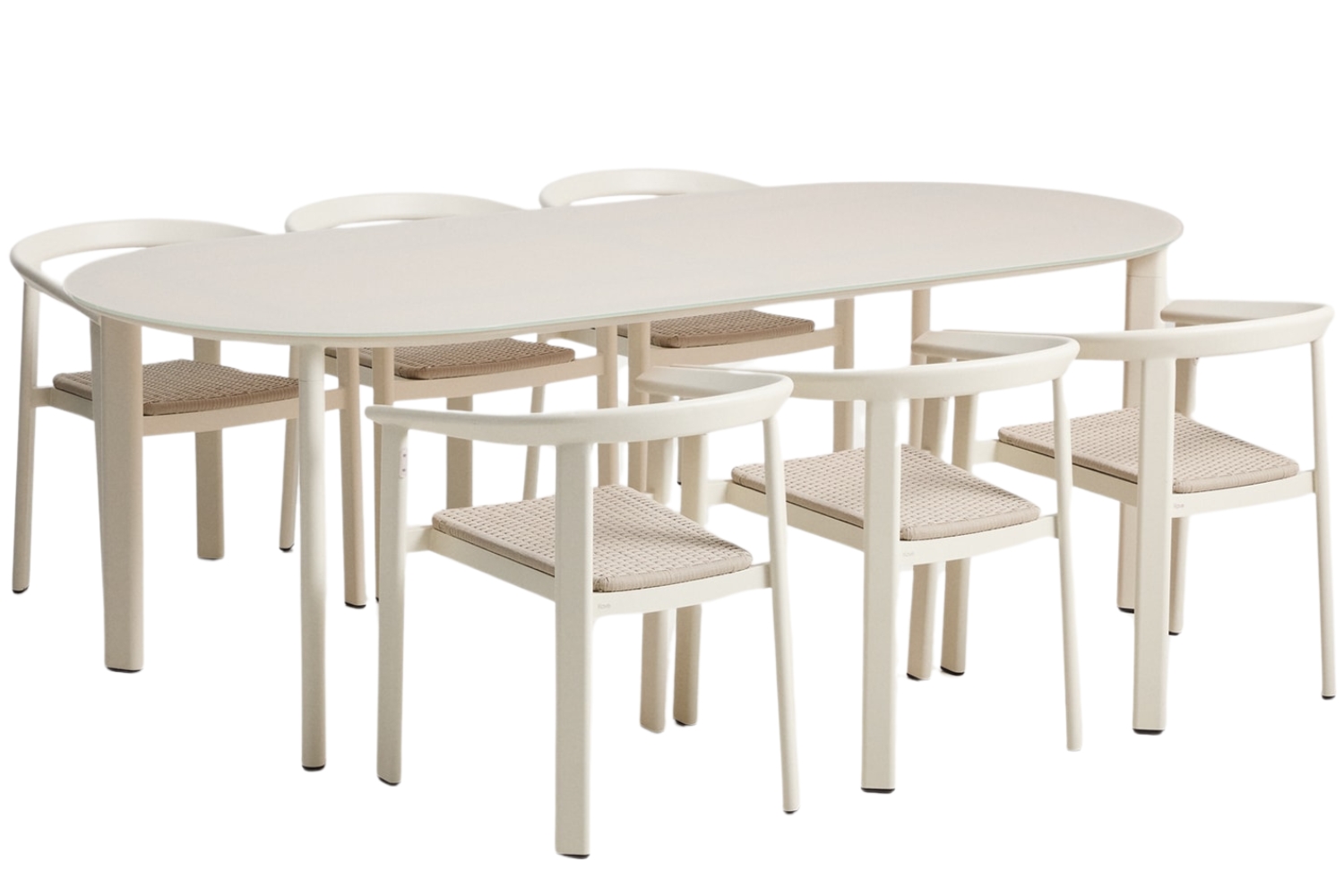 Kave Home Krémový zahradní set oválného stolu a šesti židlí Erice Kave Home