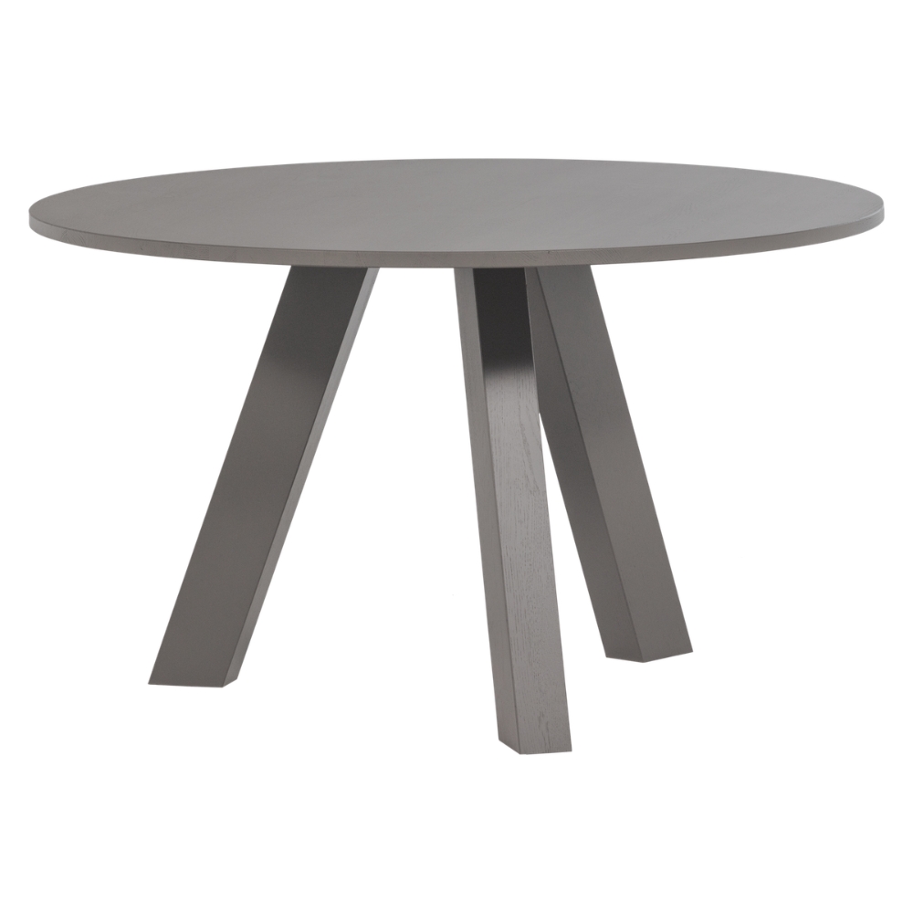 WOOOD Šedý dubový kulatý jídelní stůl Rhonda ø 129 cm WOOOD