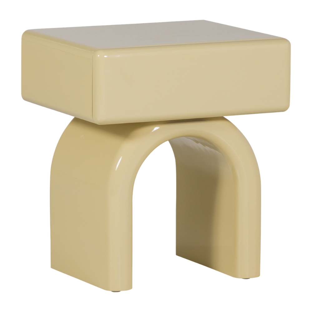 WOOOD Žlutý lakovaný noční stolek Zorel 57 x 50 cm WOOOD