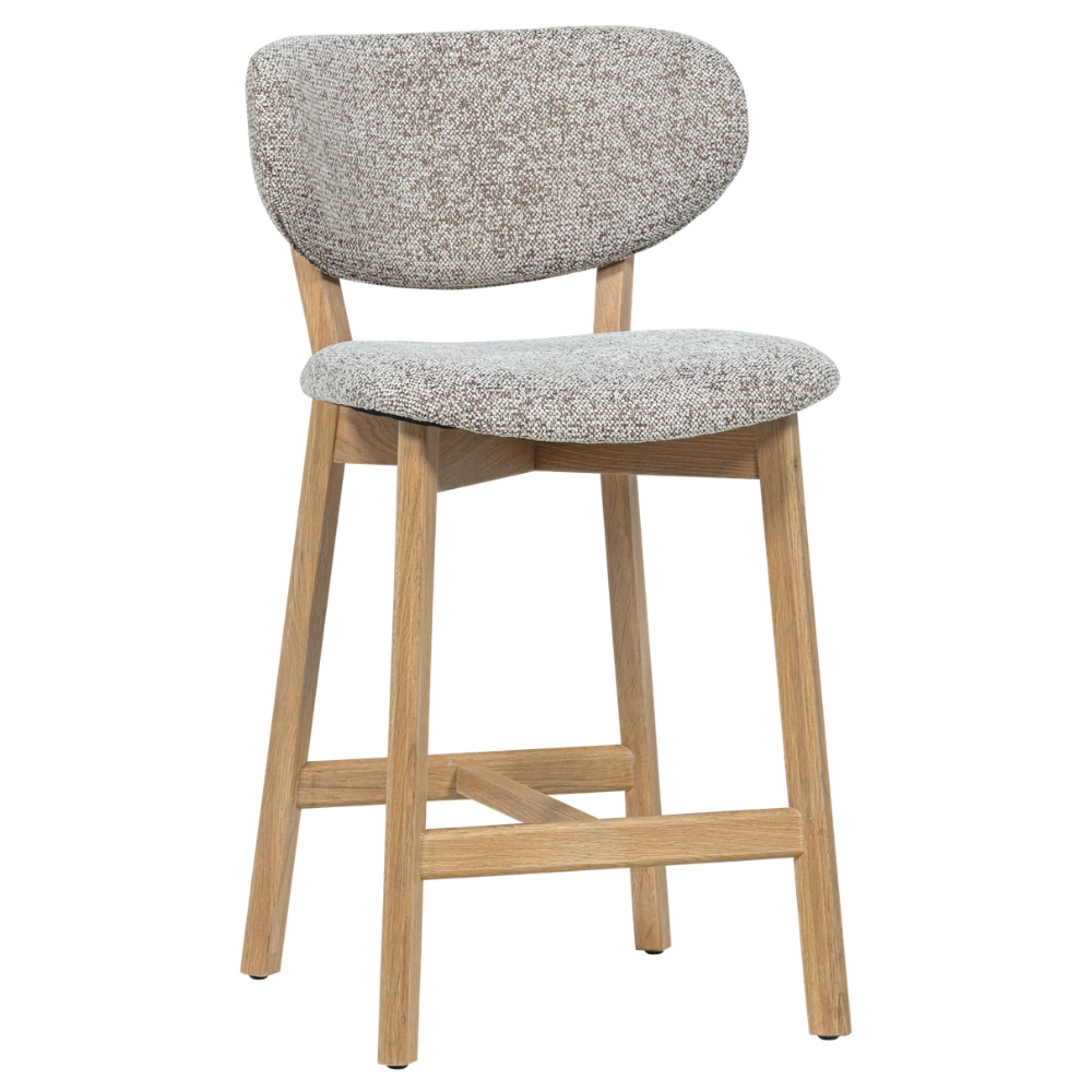 WOOOD Béžová barová židle Udar 65 cm s dubovou podnoží WOOOD