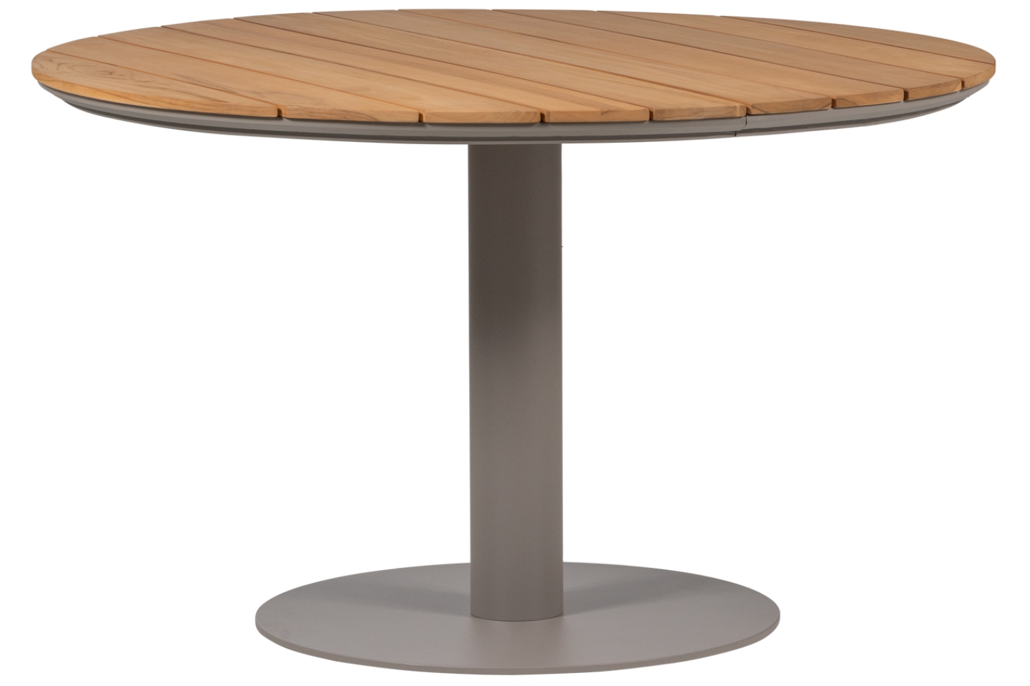WOOOD Dřevěný zahradní stůl Vela ø 122 cm s béžovou kovovou podnoží WOOOD