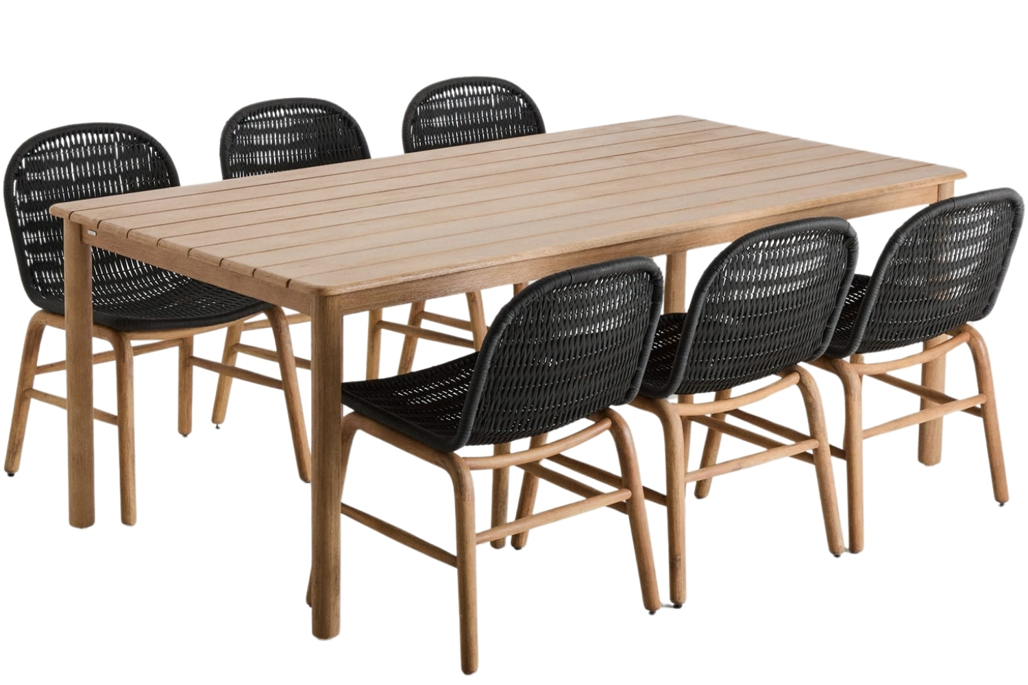 Kave Home Tmavě šedý zahradní set stolu Sori a šesti židlí Alipa Kave Home
