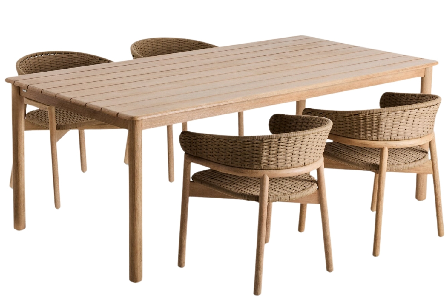 Kave Home Dřevěný zahradní set stolu Sori a šestii židlí Arinella Kave Home