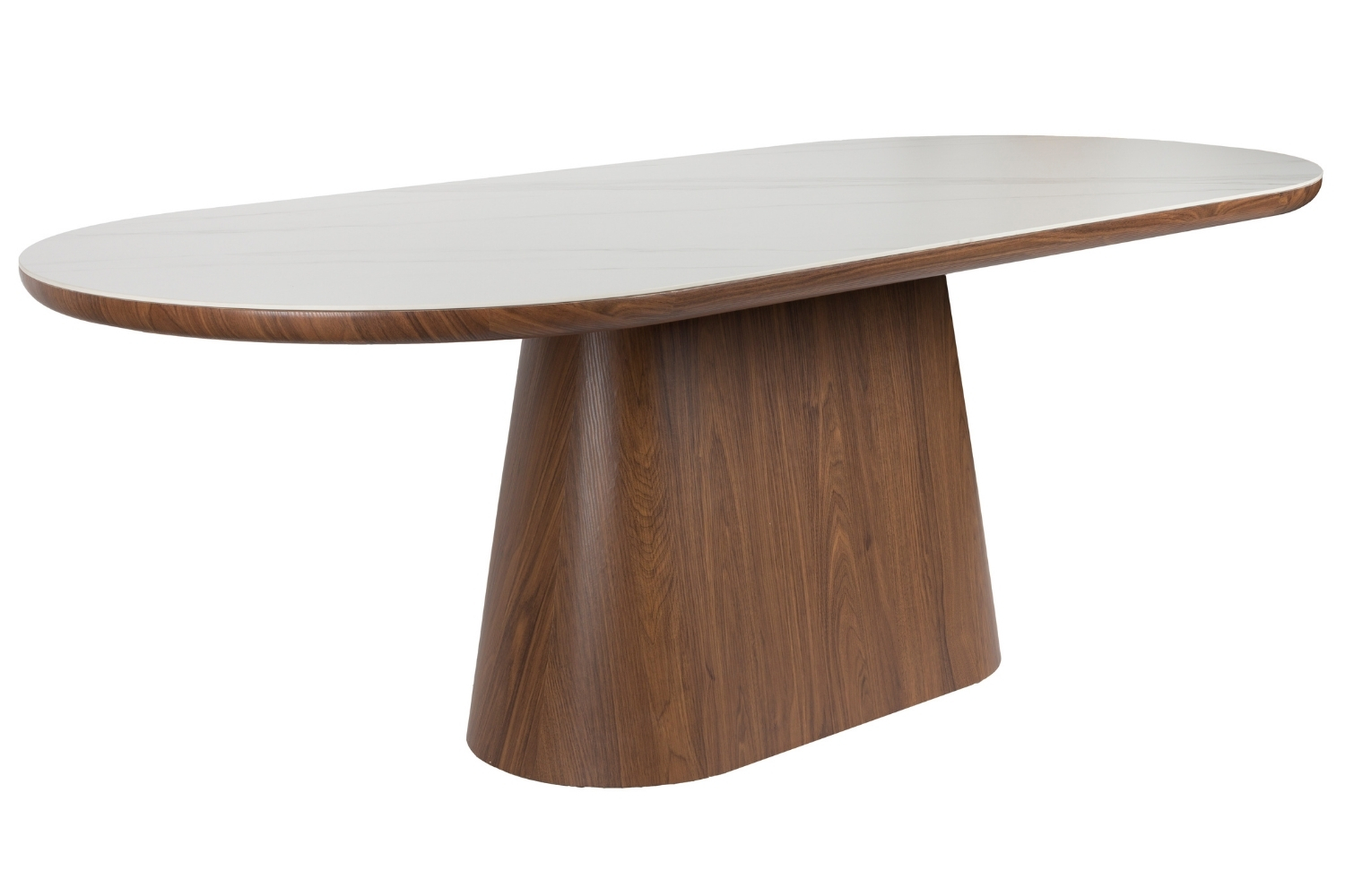 White Label Ořechový jídelní stůl ALMIRA 180 x 90 cm s mramorovým dekorem White Label