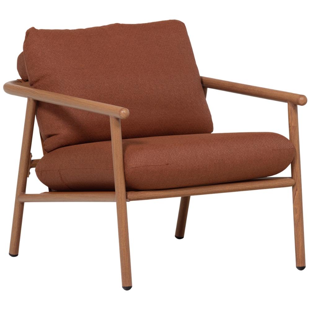 WOOOD Terakotově oranžové kovové zahradní křeslo Cavero s polštáři WOOOD