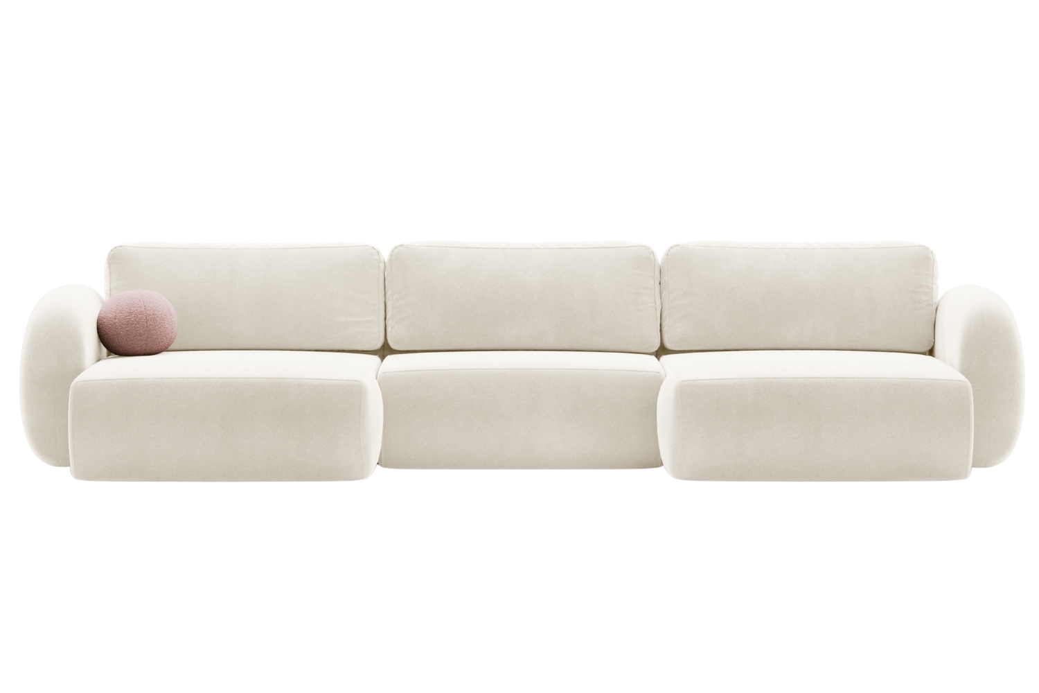 Maison Heritage Krémově bílá sametová rozkládací pohovka Kora 362 cm Maison Heritage