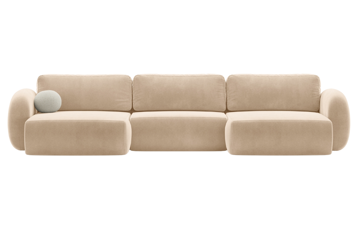 Maison Heritage Béžová sametová rozkládací pohovka Kora 362 cm Maison Heritage