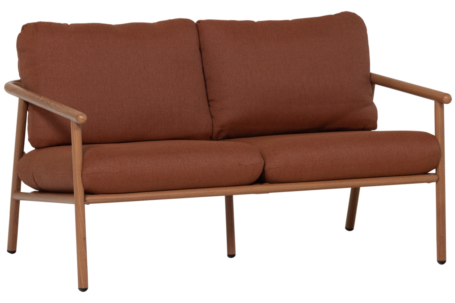 WOOOD Terakotově oranžová kovová dvoumístná zahradní pohovka Cavero s polštáři 129 cm WOOOD