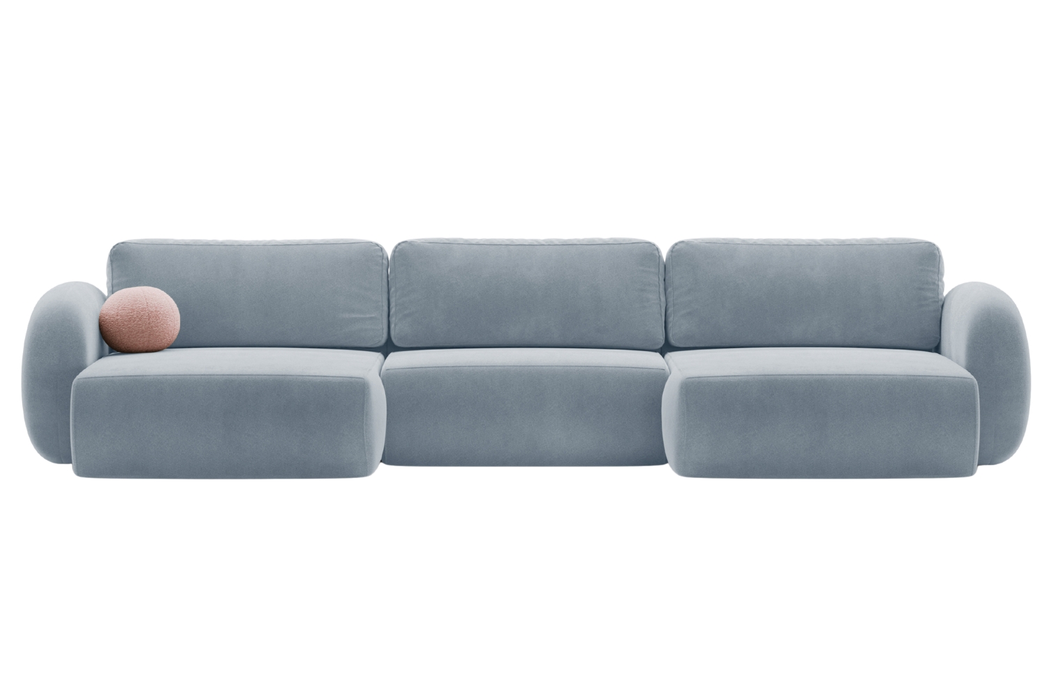 Maison Heritage Modrošedá sametová rozkládací pohovka Kora 362 cm Maison Heritage