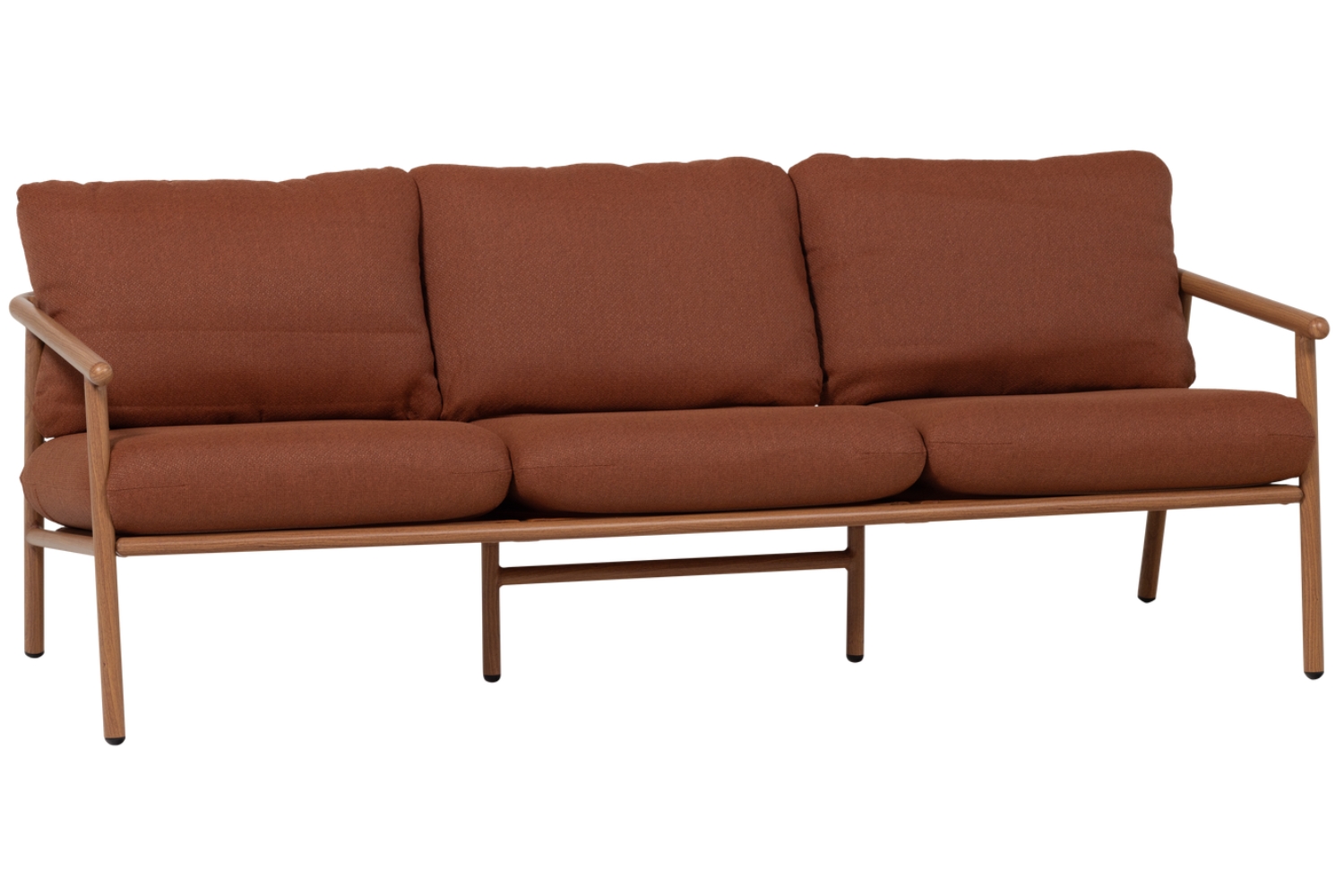 WOOOD Terakotově oranžová kovová trojmístná zahradní pohovka Cavero s polštáři 192 cm WOOOD