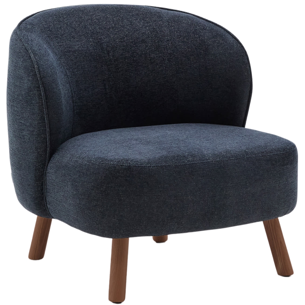 Kave Home Šedomodré čalouněné křeslo Ulit s hnědou podnoží Kave Home