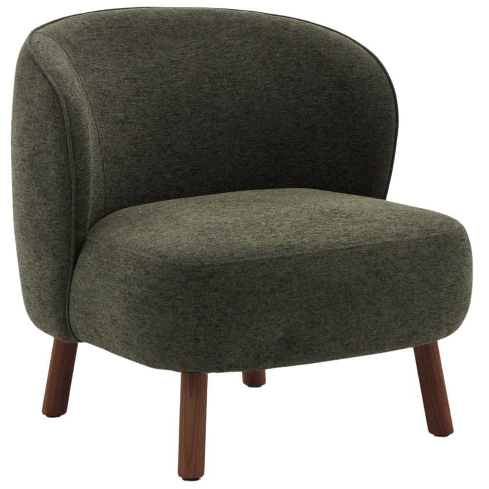 Kave Home Zelené čalouněné křeslo Ulit s hnědou podnoží Kave Home