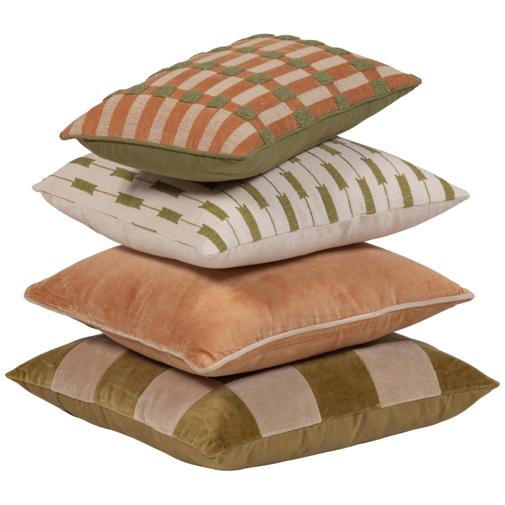 WOOOD Set čtyř zeleno-béžových polštářů Vola WOOOD