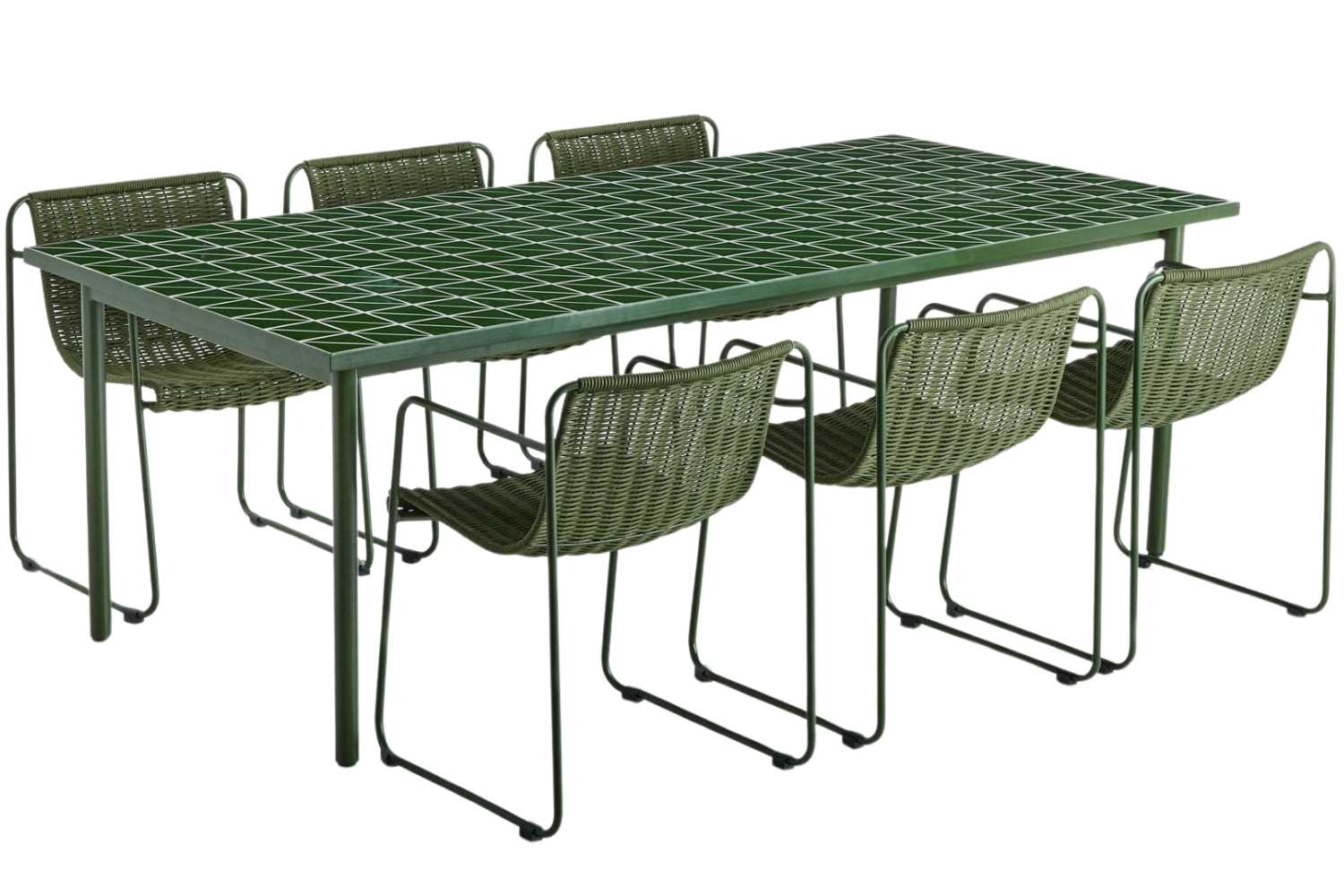 Kave Home Zelený zahradní set šesti židlí a stolu Maurina Kave Home