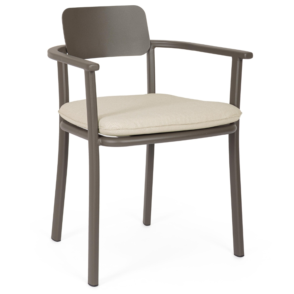 Bizzotto Hnědá kovová zahradní židle s područkami Makena Bizzotto