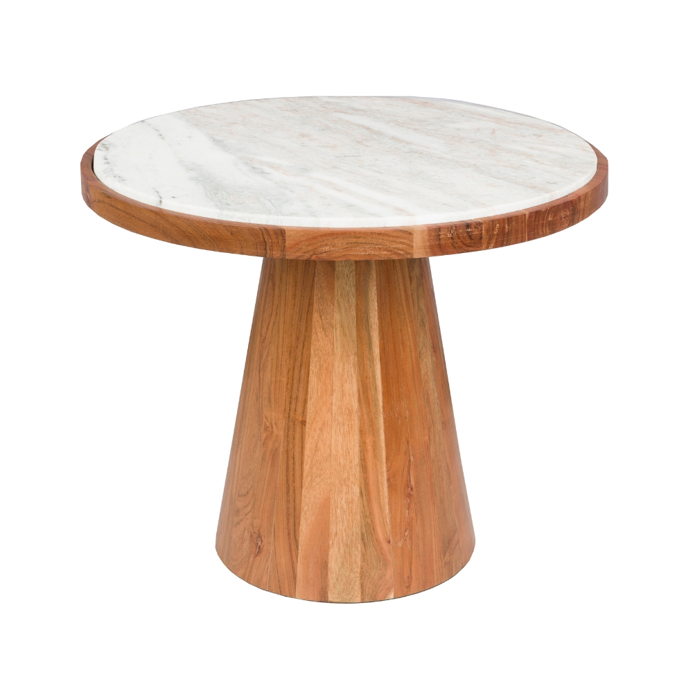 White Label Bílý mramorový konferenční stolek MEES Ø 50 cm White Label