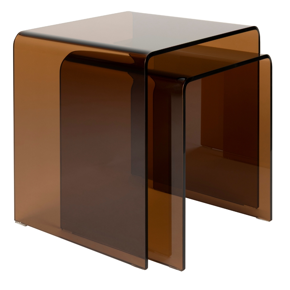 Dutchbone Set dvou hnědých skleněných odkládacích stolků VETRO 45 x 40 cm Dutchbone