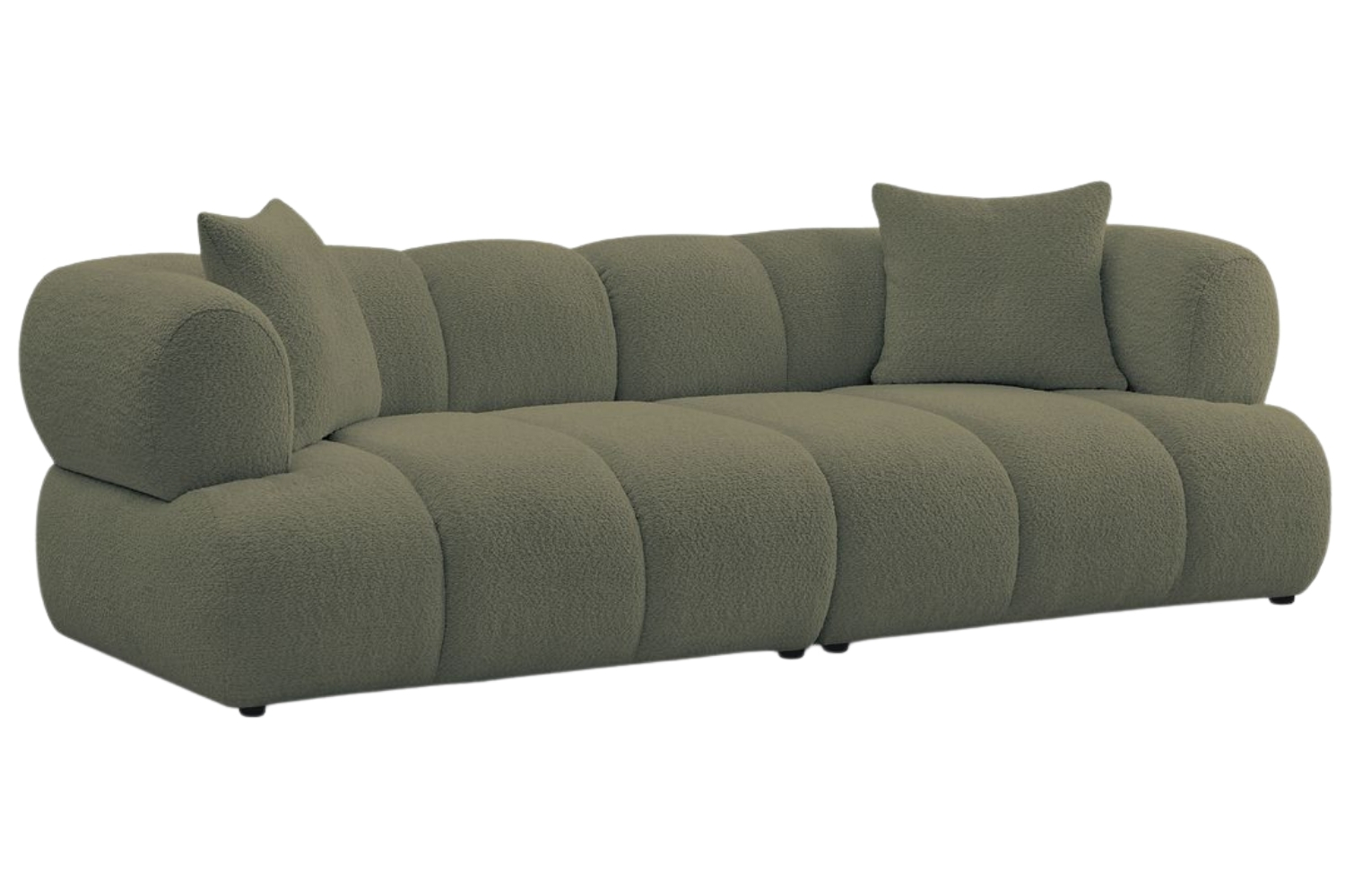 Bobochic Paris Zelená bouclé trojmístná pohovka Pamira 253 cm Bobochic Paris